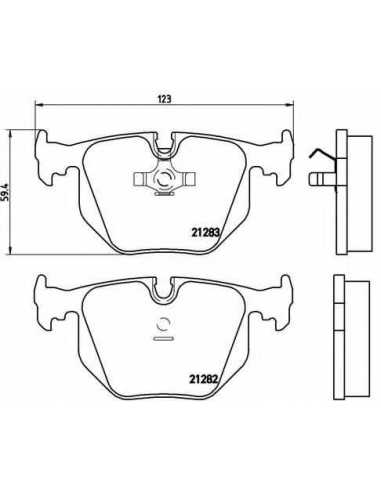 Pastillas de freno traseras BREMBO P 06 016 - BMW 5 Sedán