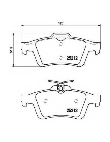 Pastillas de freno traseras BREMBO P 24 148 - VOLVO C70 II Descapotable