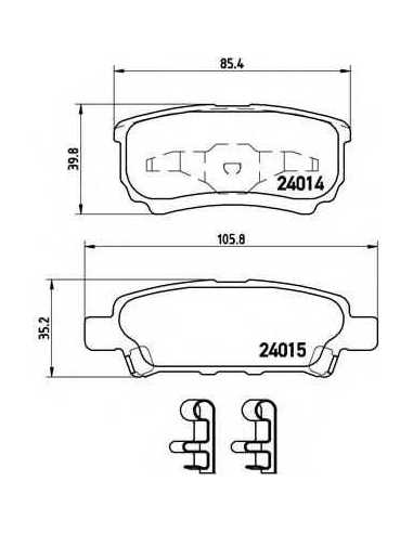 Pastillas de freno traseras BREMBO P 54 034 - DODGE AVENGER Sedán