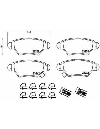 Pastillas de freno traseras BREMBO P 59 031 - OPEL ASTRA G Fastback
