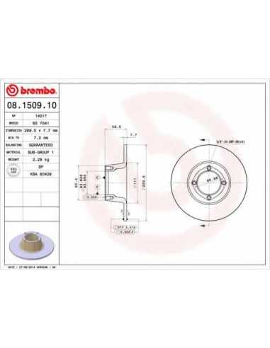Pastillas de freno delanteras BREMBO 08.1509.10 - MG MIDGET