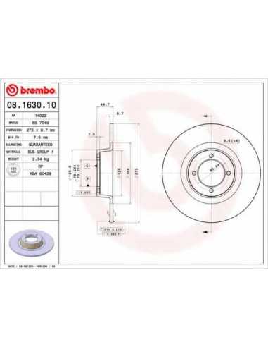 Pastillas de freno delanteras BREMBO 08.1630.10 - MG MGB Descapotable