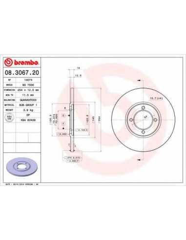 Pastillas de freno delanteras BREMBO 08.3067.20 - TOYOTA CELICA Coupé