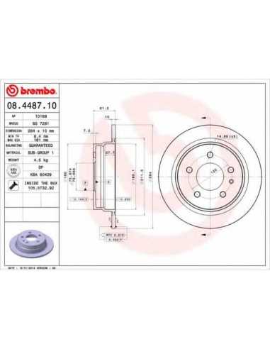 Pastillas de freno traseras BREMBO 08.4487.10 - BMW 5 Sedán