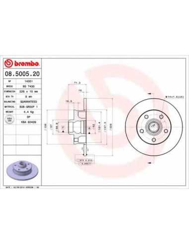 Pastillas de freno traseras BREMBO 08.5005.20 - SEAT TOLEDO  