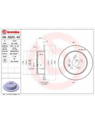 Pastillas de freno traseras BREMBO 08.5625.40 - TOYOTA CELICA