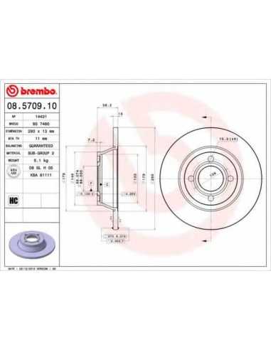 Pastillas de freno delanteras BREMBO 08.5709.10 - AUDI 80 Avant