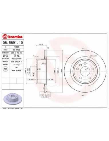 Pastillas de freno traseras BREMBO 08.5891.10 - OPEL OMEGA B