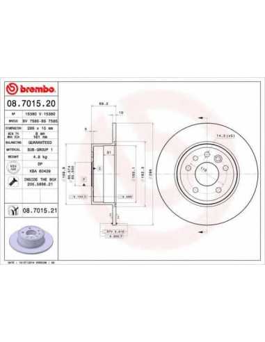 Pastillas de freno traseras BREMBO 08.7015.20 - SAAB 900 Mk II Descapotable