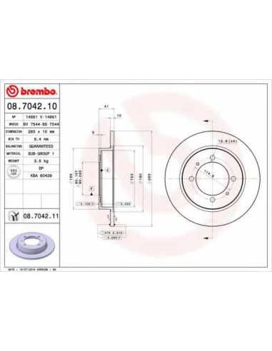 Pastillas de freno traseras BREMBO 08.7042.10 - MITSUBISHI SPACE STAR