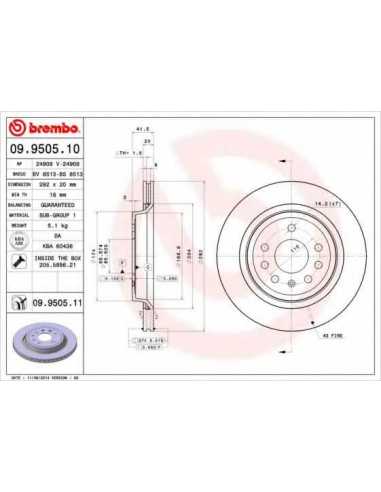 Pastillas de freno traseras BREMBO 09.9505.10 - SAAB 9-3 Sedán