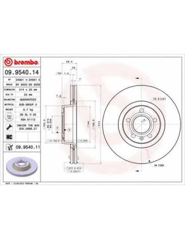 Pastillas de freno delanteras BREMBO 09.9540.11 - AUDI A6 Sedán