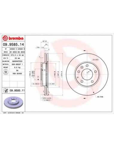 Pastillas de freno delanteras BREMBO 09.9585.11 - MAZDA ATENZA Ranchera familiar