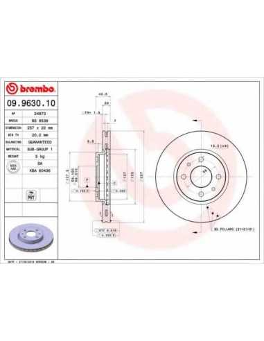 Pastillas de freno delanteras BREMBO 09.9630.10 - LANCIA DEDRA SW