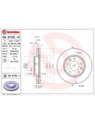 Pastillas de freno delanteras BREMBO 09.9726.11 - KIA SEDONA Mk II
