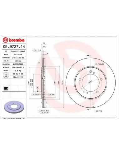 Pastillas de freno delanteras BREMBO 09.9727.14 - SUZUKI GRAND VITARA XL-7 I