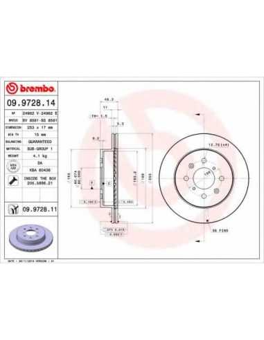 Pastillas de freno delanteras BREMBO 09.9728.14 - OPEL AGILA