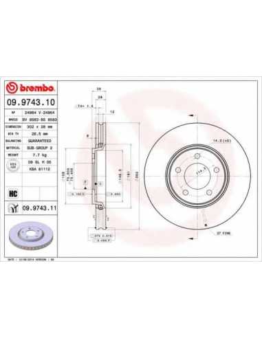 Pastillas de freno delanteras BREMBO 09.9743.10 - CHRYSLER GRAND VOYAGER IV