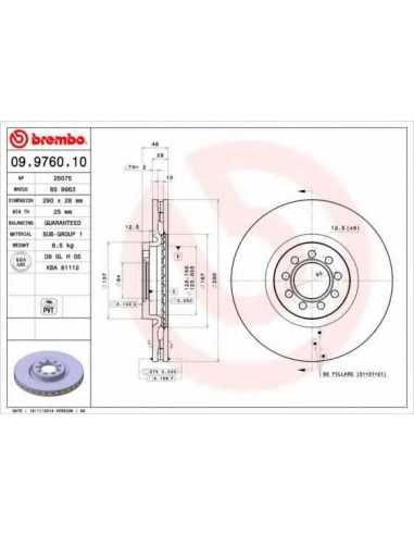 Pastillas de freno delanteras BREMBO 09.9760.10 - IVECO DAILY V Caja/Chasis
