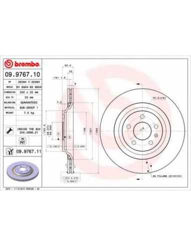 Pastillas de freno traseras BREMBO 09.9767.10 - AUDI A6 Sedán