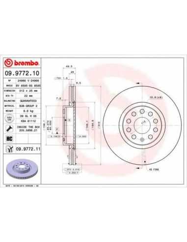 Pastillas de freno delanteras BREMBO 09.9772.11 - AUDI A3
