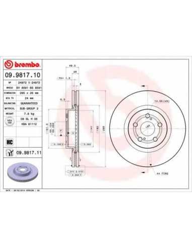 Pastillas de freno delanteras BREMBO 09.9817.10 - TOYOTA AVENSIS Sedán