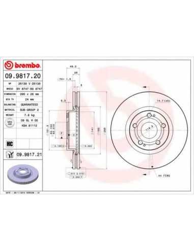 Pastillas de freno delanteras BREMBO 09.9817.21 - TOYOTA COROLLA Verso