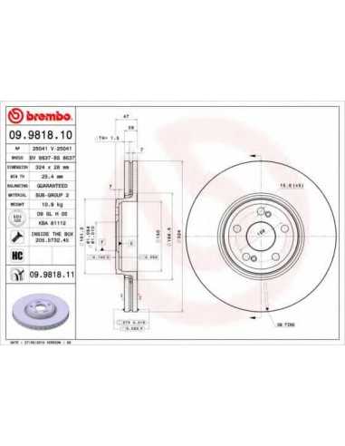 Pastillas de freno delanteras BREMBO 09.9818.10 - RENAULT VEL SATIS