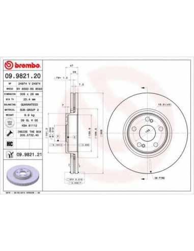 Pastillas de freno BREMBO 09.9821.21 - RENAULT LAGUNA II Sport Tourer