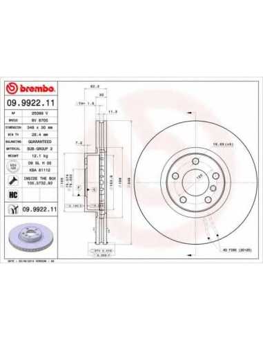 Pastillas de freno delanteras BREMBO 09.9922.11 - BMW X5