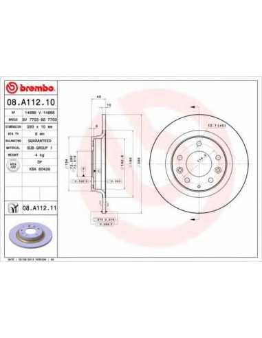 Pastillas de freno traseras BREMBO 08.A112.10 - MAZDA PREMACY