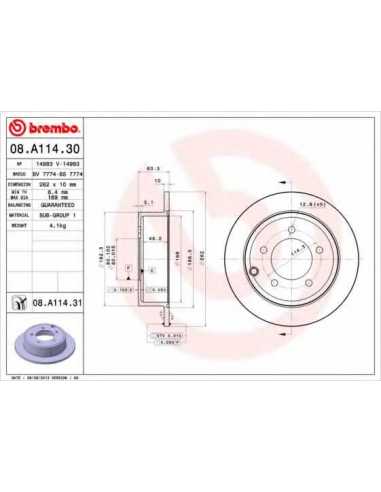 Pastillas de freno traseras BREMBO 08.A114.30 - DODGE CALIBER