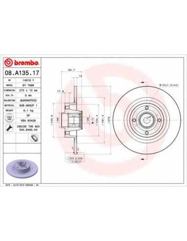 Pastillas de freno traseras BREMBO 08.A135.17 - RENAULT GRAND SCÉNIC II