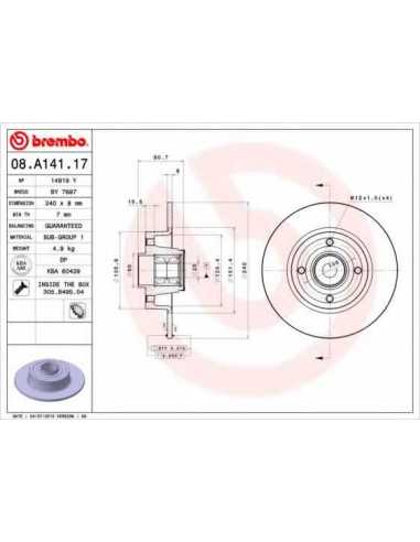 Pastillas de freno traseras BREMBO 08.A141.17 - RENAULT MODUS / GRAND MODUS