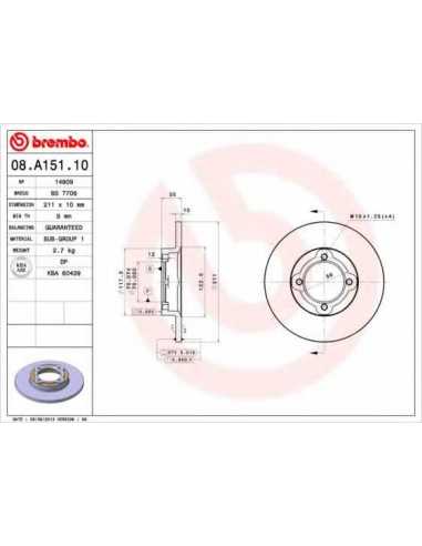 Pastillas de freno delanteras BREMBO 08.A151.10 - DAIHATSU MIRA IV