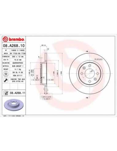 Pastillas de freno delanteras BREMBO 08.A268.11 - DACIA LOGAN