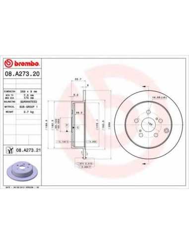 Pastillas de freno traseras BREMBO 08.A273.20 - TOYOTA CELICA