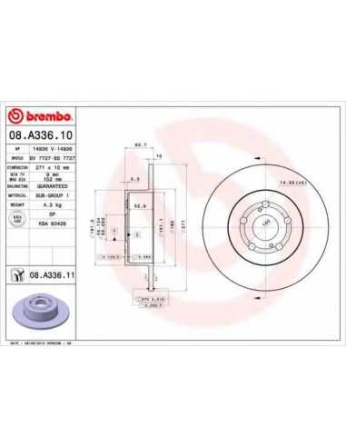 Pastillas de freno traseras BREMBO 08.A336.11 - TOYOTA AVENSIS Station Wagon