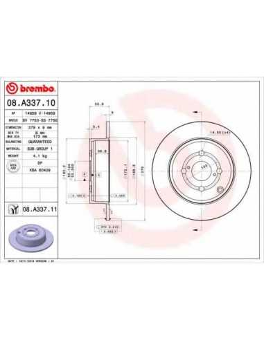 Pastillas de freno traseras BREMBO 08.A337.10 - TOYOTA COROLLA Combi