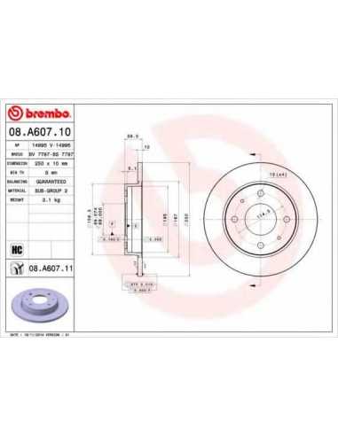 Pastillas de freno traseras BREMBO 08.A607.11 - MITSUBISHI COLT Descapotable