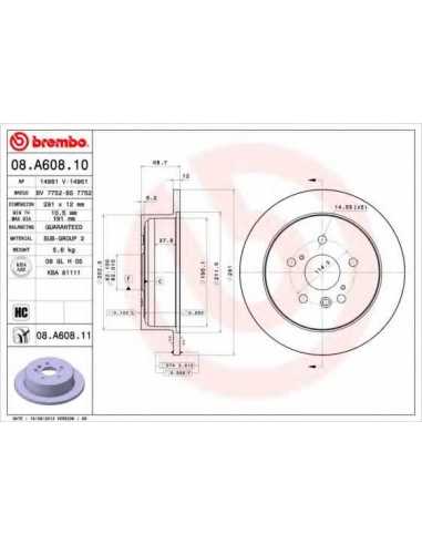 Pastillas de freno traseras BREMBO 08.A608.11 - TOYOTA PICNIC