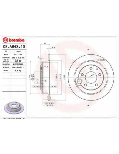 Pastillas de freno traseras BREMBO 08.A643.10 - MAZDA EUNOS 800