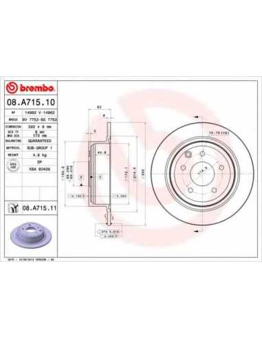 Pastillas de freno traseras BREMBO 08.A715.11 - NISSAN DUALIS