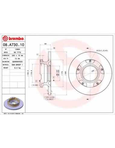 Pastillas de freno traseras BREMBO 08.A730.10 - FORD TRANSIT Caja/Chasis