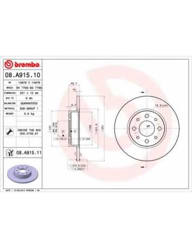 Pastillas de freno traseras BREMBO 08.A915.11 - ALFA ROMEO MITO
