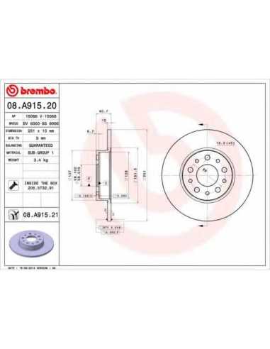 Pastillas de freno traseras BREMBO 08.A915.21 - FIAT 500L