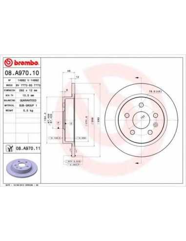 Pastillas de freno traseras BREMBO 08.A970.11 - SAAB 9-5