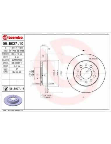 Pastillas de freno traseras BREMBO 08.B027.11 - HYUNDAI TIBURON Coupé