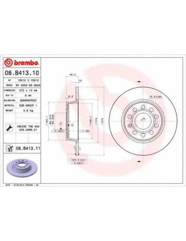 Pastillas de freno traseras BREMBO 08.B413.10 - AUDI A3