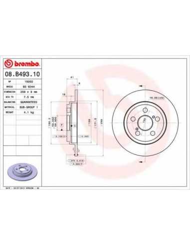 Pastillas de freno traseras BREMBO 08.B493.10 - TOYOTA IST